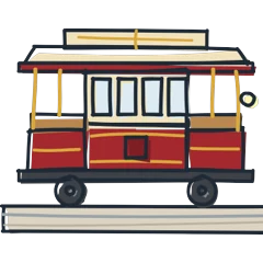 Cable car, drawn for San Francisco