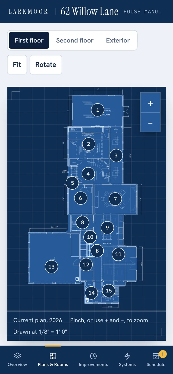 House Manual floor plan on a phone