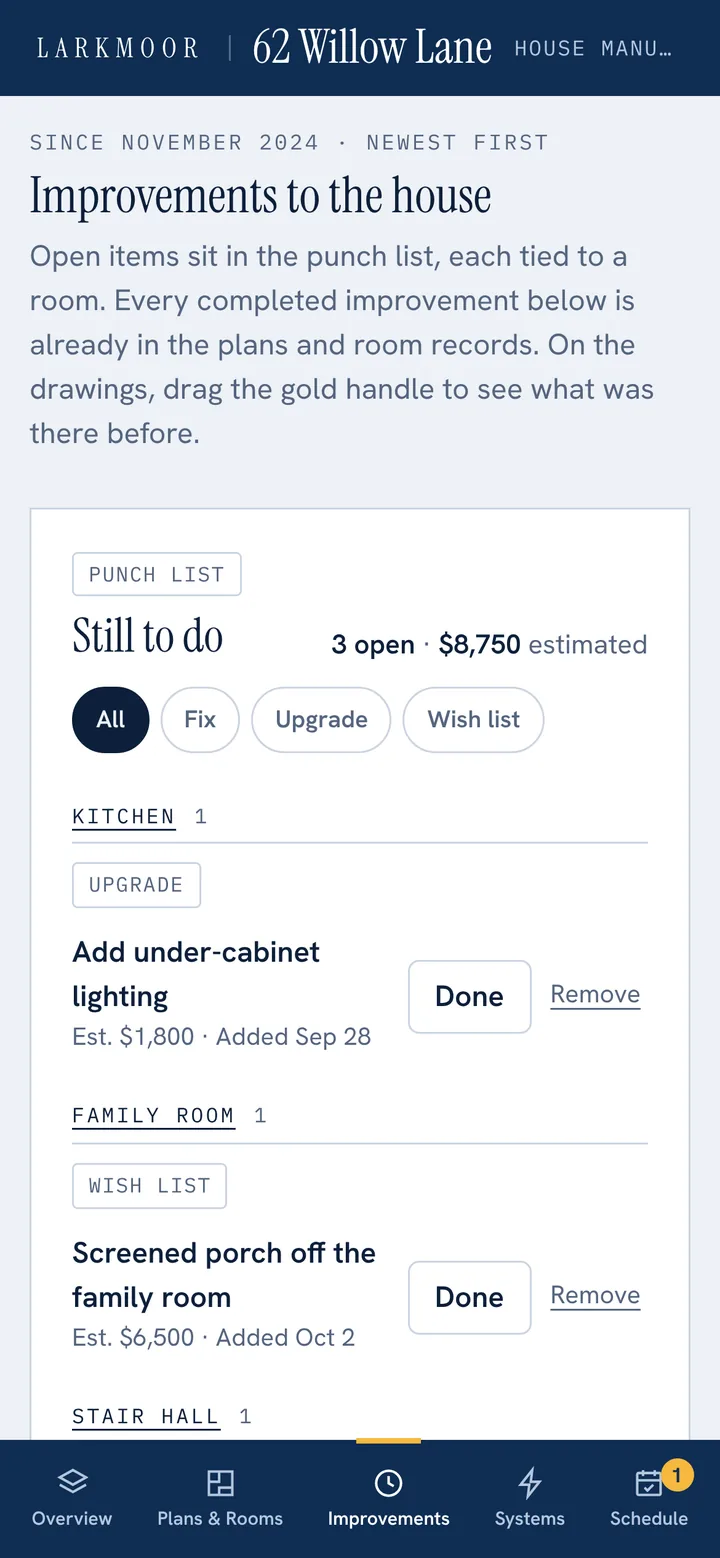 House Manual improvements on a phone