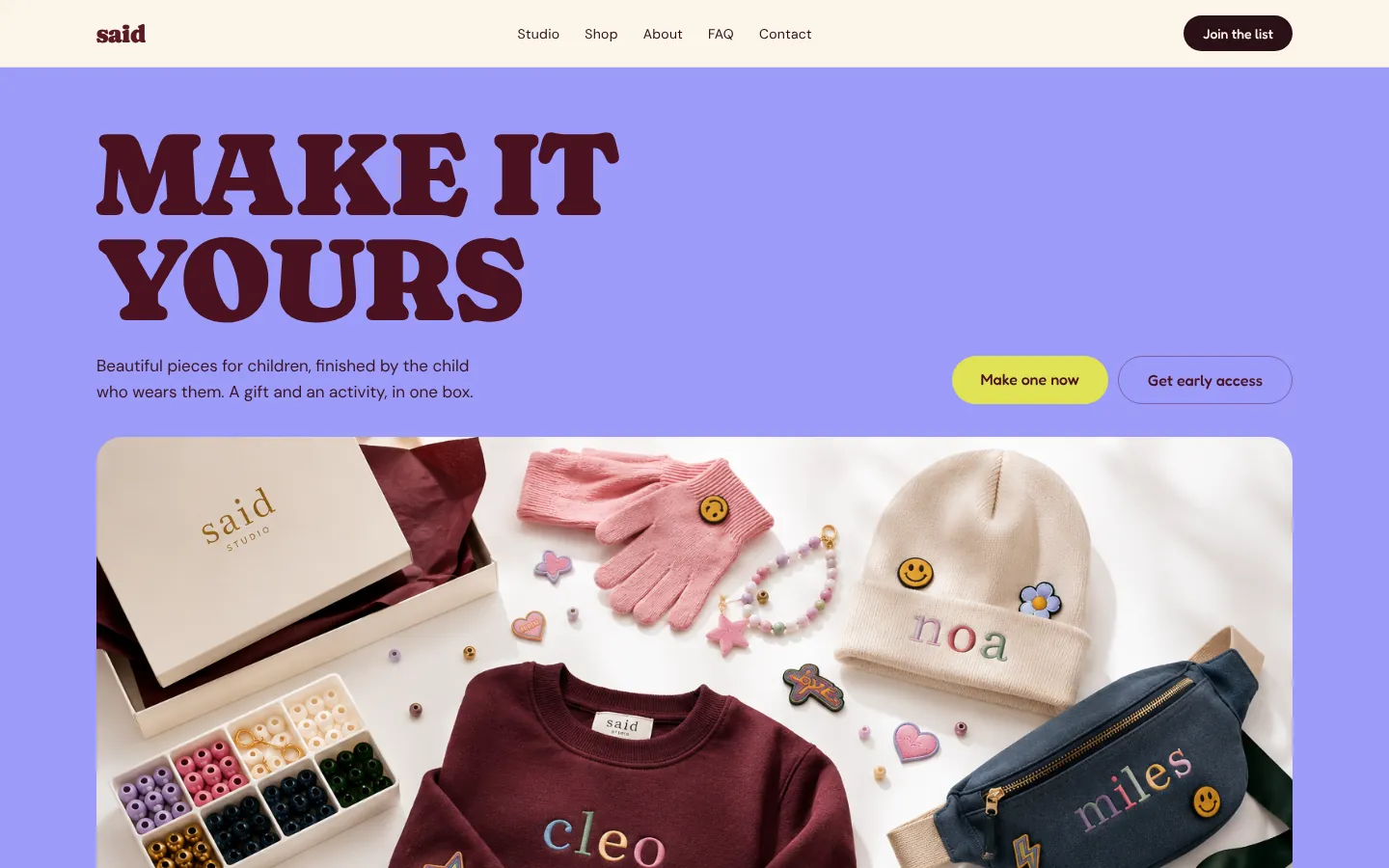 Retail brand website home page: Make it yours, with personalized pieces in a gift box