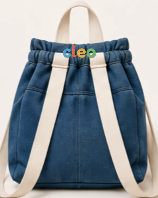 Day Backpack in Denim with a stitched name
