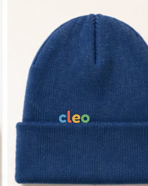 Beanie & Gloves in Ink with a stitched name
