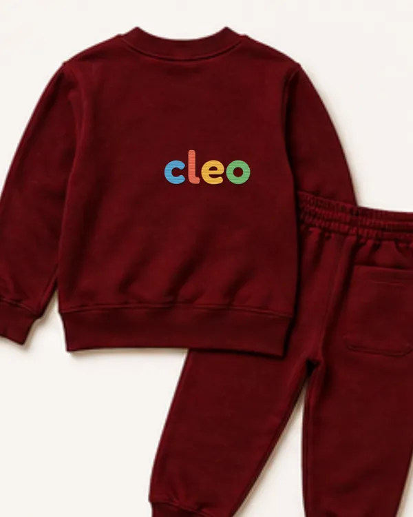 The Sweat Set in Cabernet with a stitched name